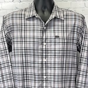 Hurley Plaid Button Front Shirt Gray Surfer Surfing Long Sleeve Mens M Medium